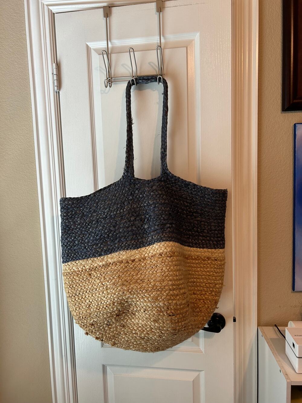 Very Large Free People Tote Navy and Tan